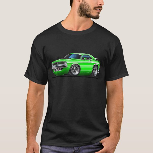 Grünes Auto 1970 Plymouths Cuda T-Shirt (Vorderseite)