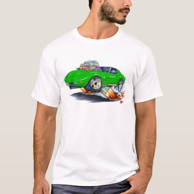 Grünes Auto 1973-76 Korvette T-Shirt (Vorderseite)