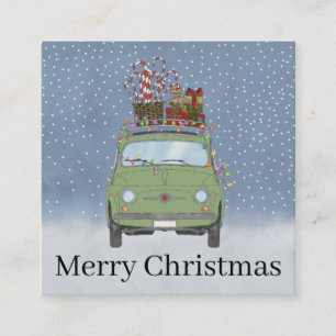 Grünes Auto mit Weihnachtsgeschenken Weihnachtskar Begleitkarte
