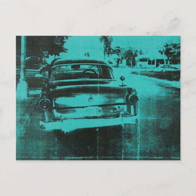 Grünes Auto Postkarte (Vorderseite)