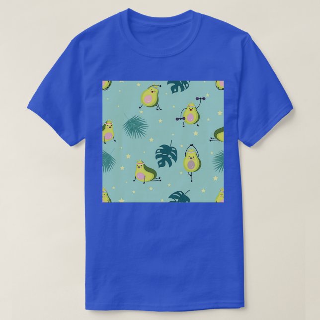 Grünes Avocado nahtlos mit Blatt und Stern T-Shirt (Design vorne)