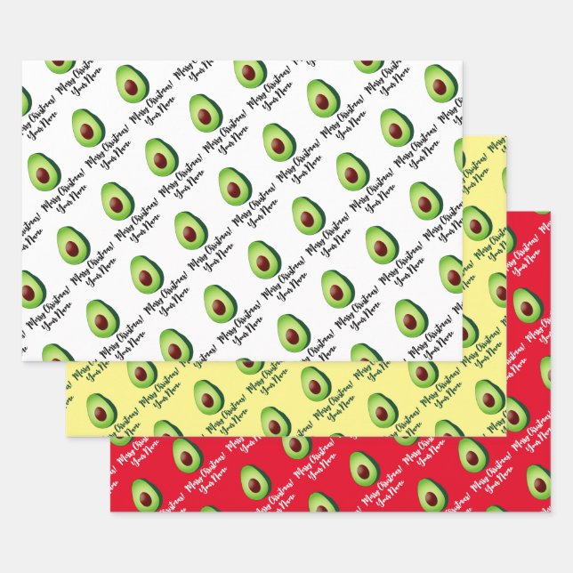 Grünes Avocado Weihnachtsblatt Geschenkpapier Set (Set)