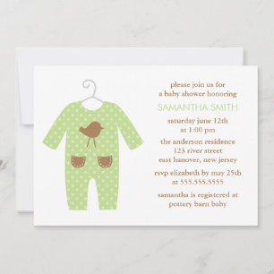 Grünes Babyoutfit Geschlechtsneutrale Babyparty Einladung