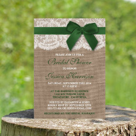 Grünes Band auf Burlap & Lace Brautparty Einladung