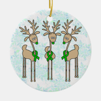 Grünes Band-Ren (Nieren-Krebs) Keramik Ornament