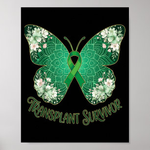 Grünes Band Schmetterling Mandala Transplantat Übe Poster