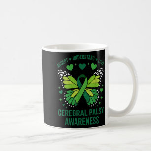 Grünes Band Schmetterling Zerebralparese-Bewusstse Kaffeetasse