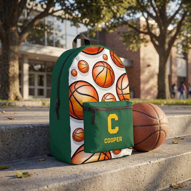 Grünes Basketballmuster Bedruckter Rucksack (Von Creator hochgeladen)