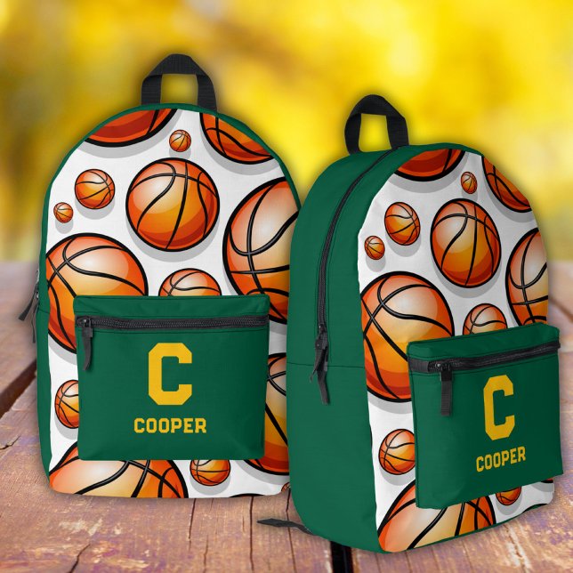 Grünes Basketballmuster Bedruckter Rucksack (Von Creator hochgeladen)