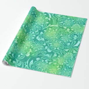 grünes Batik-Blumen Verpackungspapier Geschenkpapier