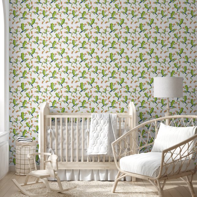 Grünes Baumfrosch-Musterdesign Tapete (Kinder)