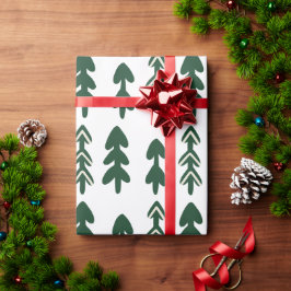 Grünes Beige Handgezeichnetes Weihnachtswrapping-P Geschenkpapier