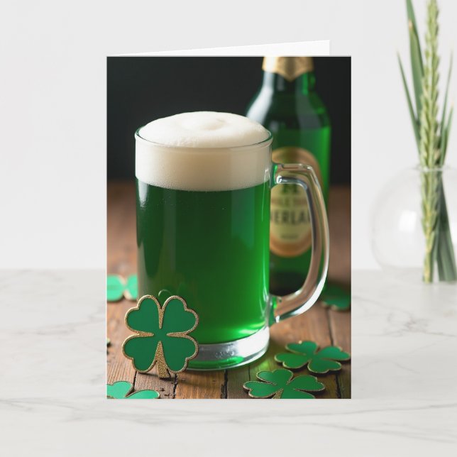 Grünes Bier-Feier-Karte Karte (Vorderseite)
