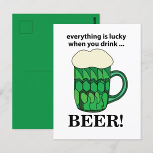 Grünes Bier Lucky St Patricks Day Green Beer Postkarte