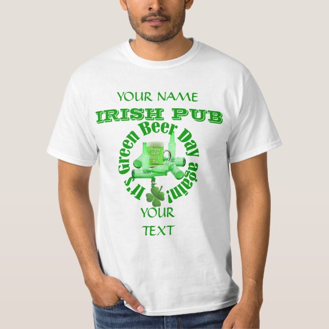 Grünes Biertag St Patrick T-Shirt (Vorderseite)