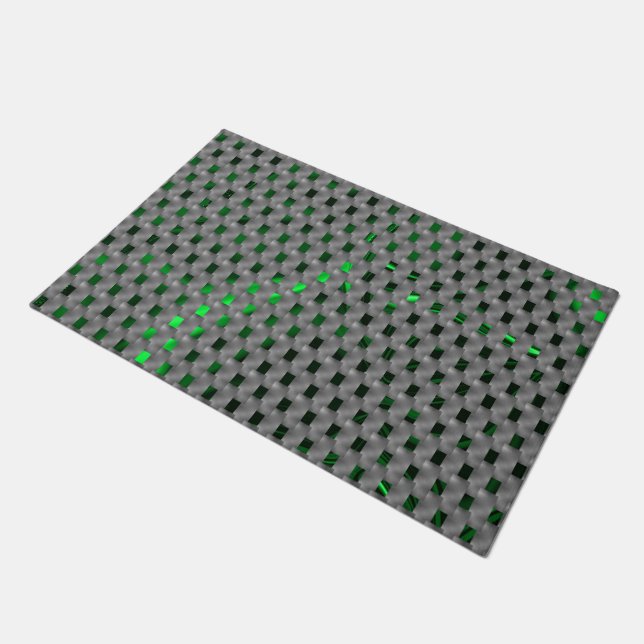 Grünes Bild unter grauen Plaques, längliche Quadra Fußmatte (Schrägansicht)