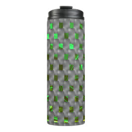 Grünes Bild unter grauen Plaques, längliches Quadr Thermosbecher