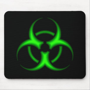 Grünes Biogefährdung-Neonsymbol Mousepad
