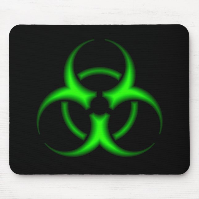 Grünes Biogefährdung-Neonsymbol Mousepad (Vorne)