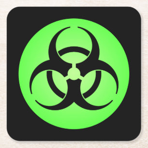 Grünes Biogefährdung-Symbol Rechteckiger Pappuntersetzer
