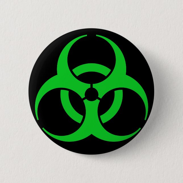 Grünes Biogefährdungssymbol Button (Vorderseite)