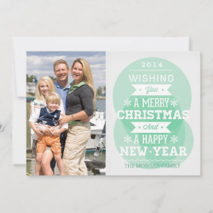 Grünes Blasentypographie Weihnachtsfeiertags-Foto Feiertagskarte