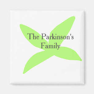 Grünes Blatt abstrakt Pastell Familienname Retro B Magnet