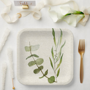 Grünes Blatt Aquarellpapier Pappteller