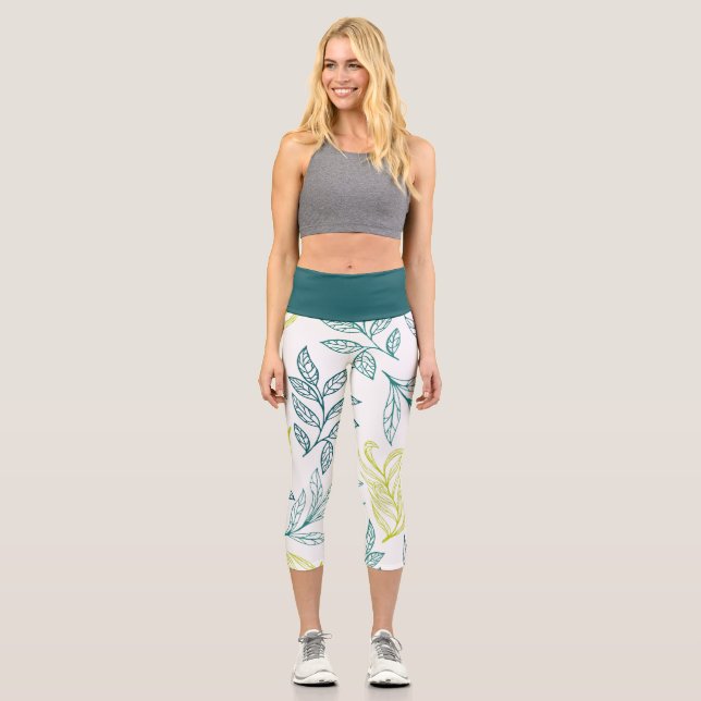 Grünes Blatt Capri Leggings (Vorderseite)