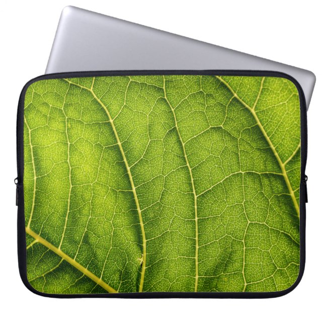 Grünes Blatt Laptopschutzhülle (Vorderseite)