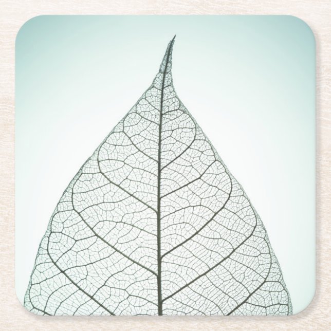 Grünes Blatt-Skelett Rechteckiger Pappuntersetzer (Vorderseite)