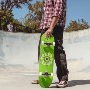 Grünes Blatt und Mandala Skateboard Deck