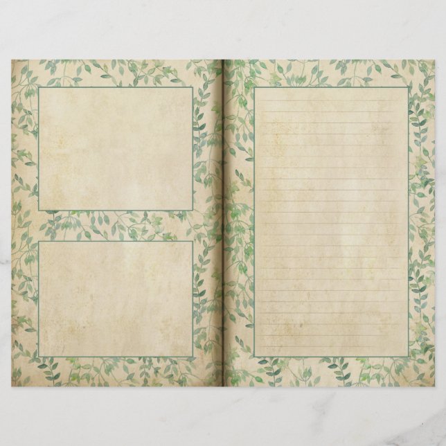 Grünes Blätter Muster Journal Seite (Vorderseite)