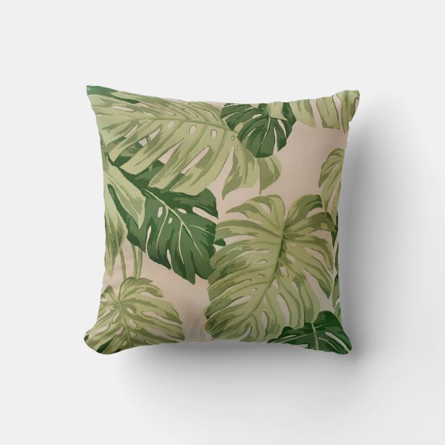 grünes Blätter-Muster Kissen (Vorderseite)