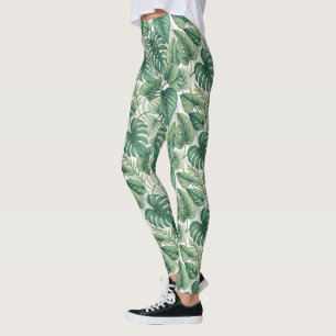 Grünes Blätter-Muster Leggings