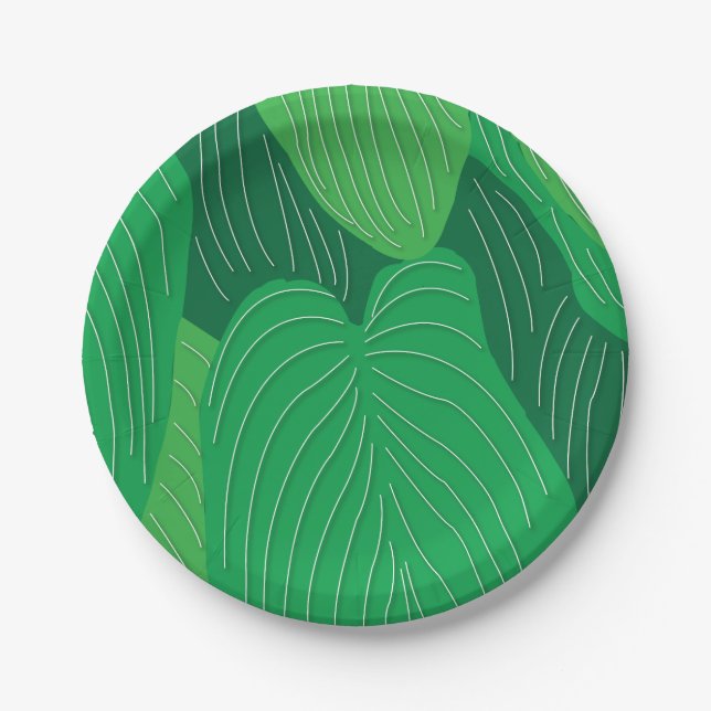 Grünes Blätter Muster Party Pappteller (Vorderseite)