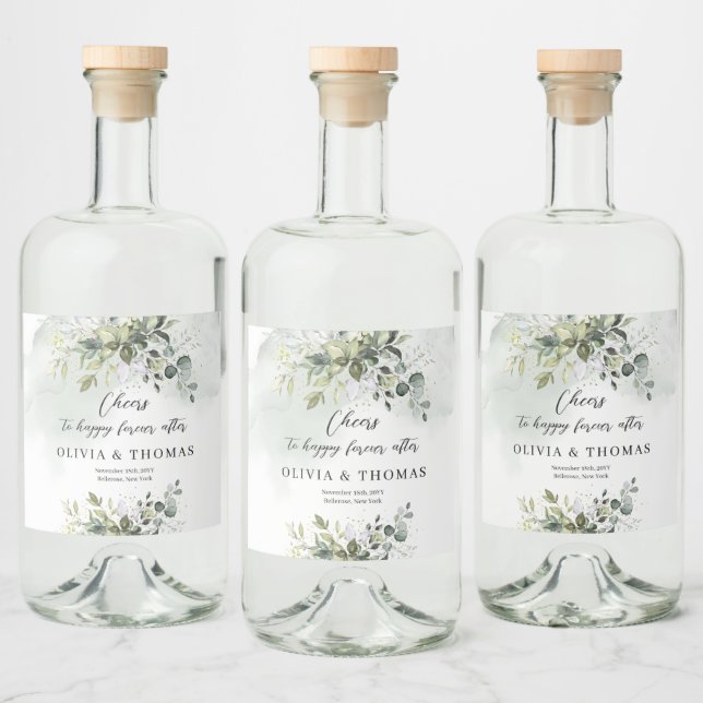 Grünes Blattgold Glitzern Alkoholflaschenetikett (Flaschen)