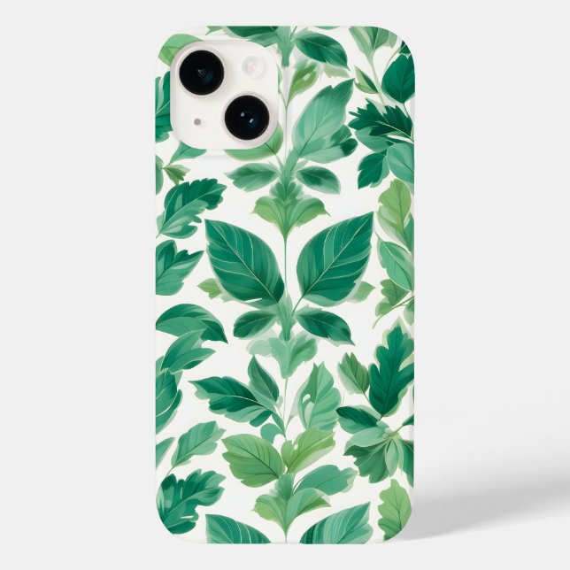 Grünes Blattmuster Case-Mate iPhone Hülle (Rückseite)