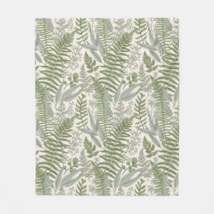 Grünes Blattmuster Fleecedecke