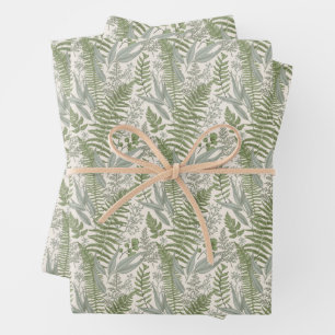 Grünes Blattmuster Geschenkpapier Set