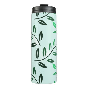 Grünes Blattmuster-Reisemug Minimal Botanisch Thermosbecher