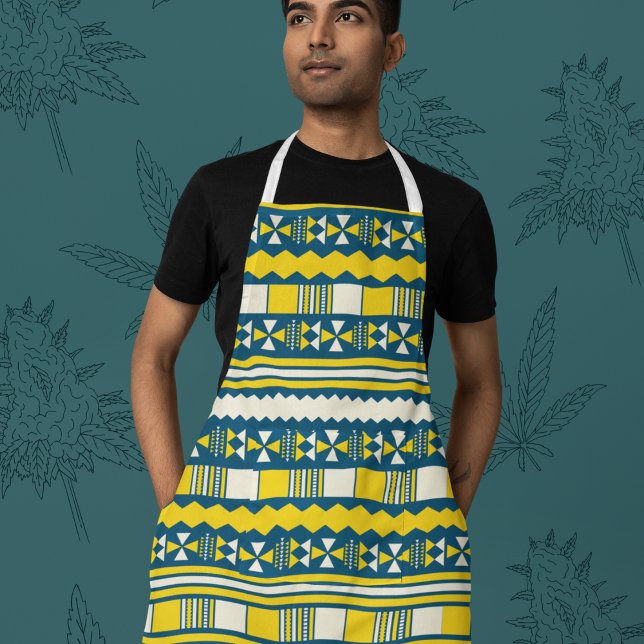 Grünes Blau Traditionelles Stammmuster Schürze (Apron)