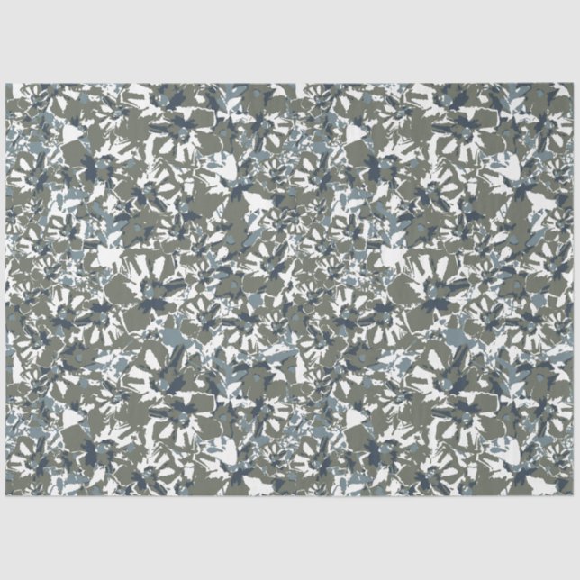 Grünes blaues Blütenmuster Seidenpapier (Vorderseite)