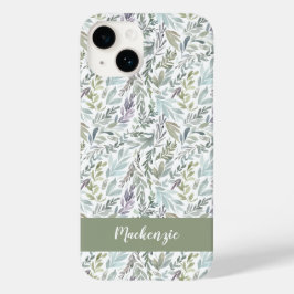Grünes Blaues Botanisches Wasserfarben-Monogramm N Case-Mate iPhone 14 Hülle