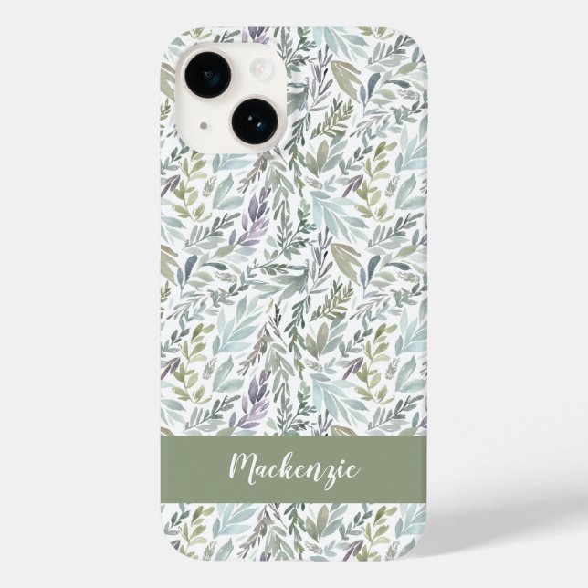 Grünes Blaues Botanisches Wasserfarben-Monogramm N Case-Mate iPhone Hülle (Rückseite)