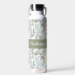 Grünes Blaues Botanisches Wasserfarben-Monogramm N Trinkflasche