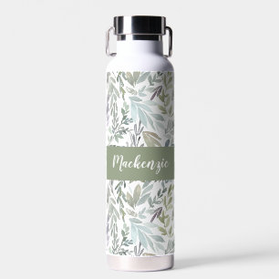 Grünes Blaues Botanisches Wasserfarben-Monogramm N Trinkflasche