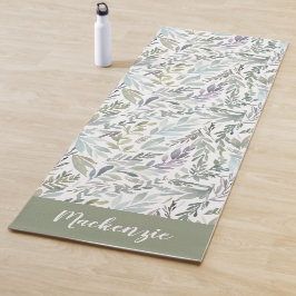 Grünes Blaues Botanisches Wasserfarben-Monogramm N Yogamatte