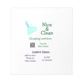 Grünes blaues gitter sauberes Mopp Name q r b Notizblock