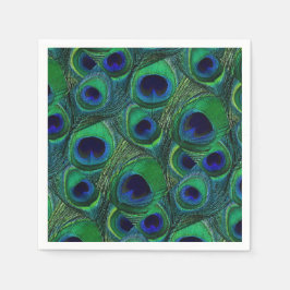 Grünes, blaues, Lila Pfauenfederpapier Napkins Serviette